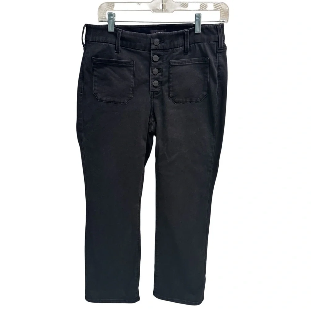 NYDJ Jeans Women S Black Marilyn Straight Lift Tuck Stretch High Rise Button Fly